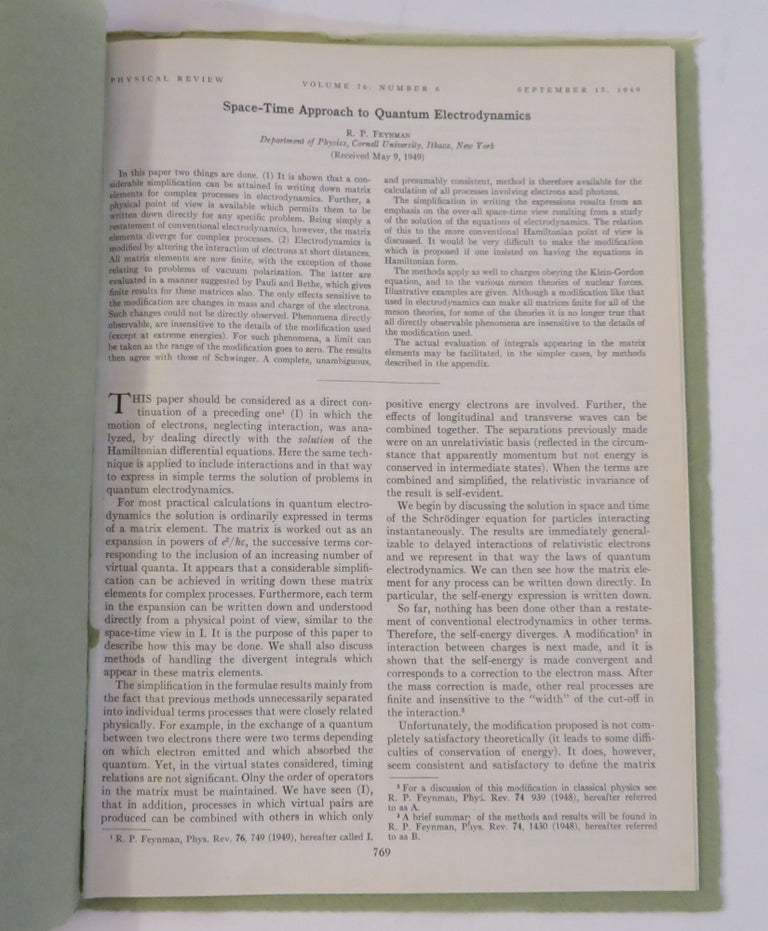 Item #15374 [ Twenty One Original Articles from 'The Physical Review' ]. Richard P. Feynman.