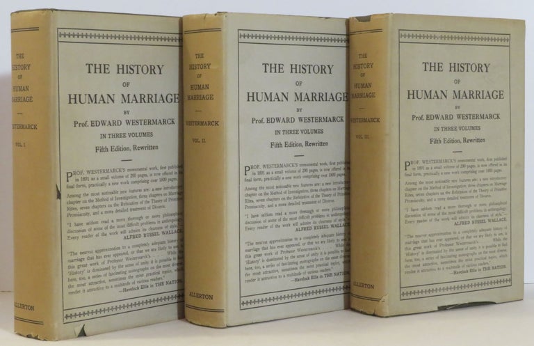 Item #15604 The History of Human Marriage. Edward Westermarck.