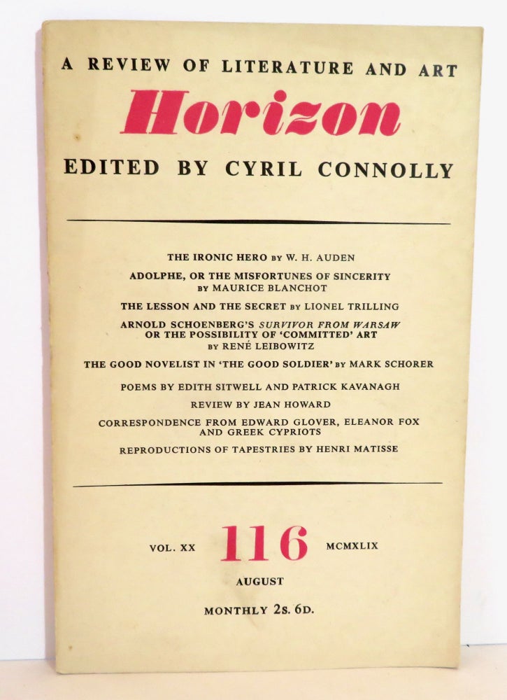 Item #16116 The Ironic Hero. W. H. - Connolly Auden, Cyril, Maurice Blanchot, Lionel Trilling, Rene Leibowitz, Mark Schorer.