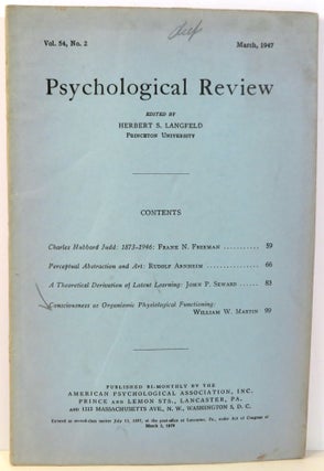 Item #16948 Psychological Review. Herbert S. Langfeld, Frank N. Freeman, Rudolph Arnheim, John P....