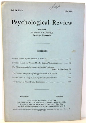 Item #16949 Psychological Review. Herbert S. Langfeld, Morris S. Viteles, Gordon W. Allport,...