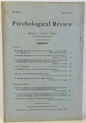 Item #16950 Psychological Review. Richard L. Solomon, Raymond B. Cattel, Peter L. Carlton, Gene...