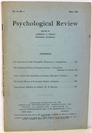 Item #16954 Psychological Review. Carroll C. Pratt, Florence L. Goodenough, Charles E. Osgood,...