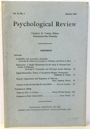 Item #16955 Psychological Review. Charles N. Cofer, Leonard M. Horowitz, Sandra A. Norman, Ruth...